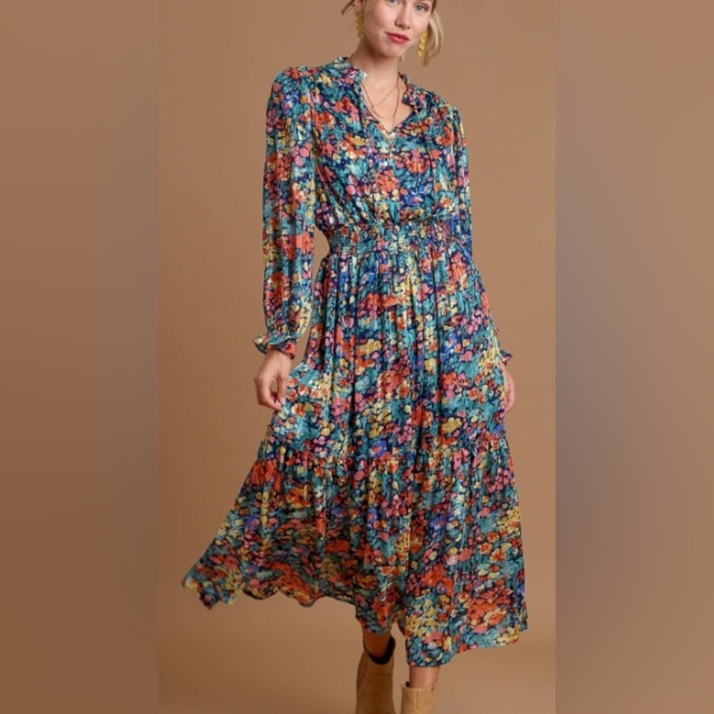 Nwt Umgee Teal Mix Dress